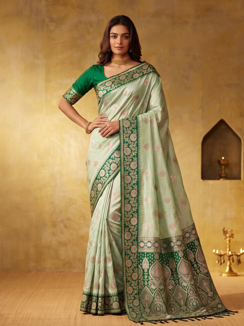 Geetanjali By Ast Silk Blend With Rich Zari Work Saree
